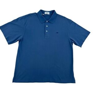 Southern Tide The Club Polo Men M Golf FishShirt Blue Short Sleeve Cotton Blend